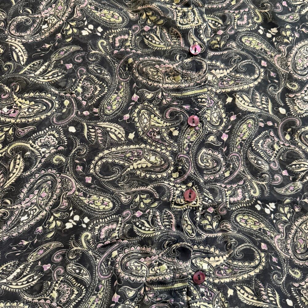 Penman’s Sheer Paisley Button Front Blouse Women Approx M Boho Lightweight - Picture 6 of 9